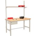 Global Equipment 96x30 Production Workbench Birch Square Edge - Drawer, Upright   Shelf TN 318997TN